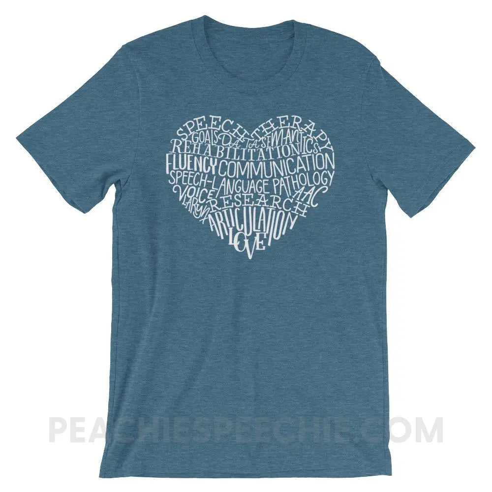 Speech Heart Premium Soft Tee - Heather Deep Teal / S - T-Shirts & Tops peachiespeechie.com