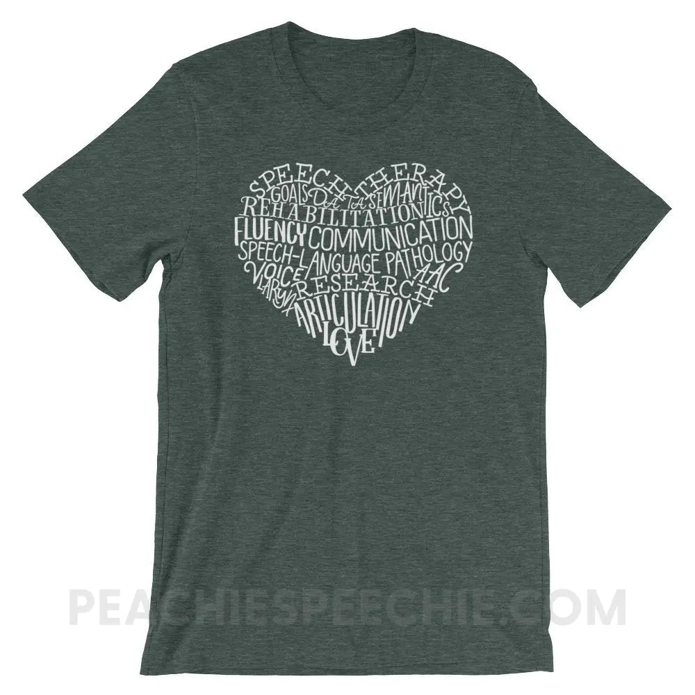 Speech Heart Premium Soft Tee - Heather Forest / S - T-Shirts & Tops peachiespeechie.com