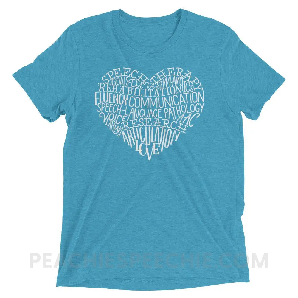 Speech Heart Tri-Blend Tee - Aqua Triblend / XS - T-Shirts & Tops peachiespeechie.com