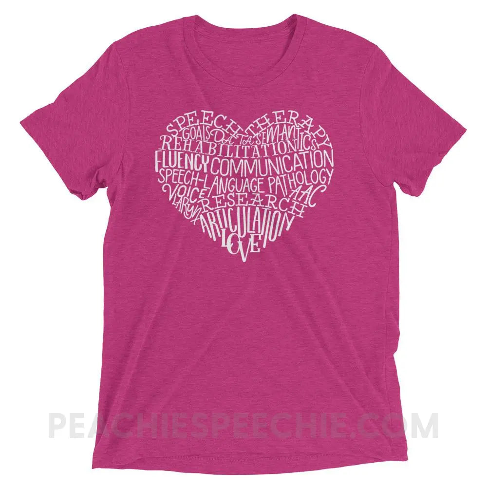 Speech Heart Tri-Blend Tee - Berry Triblend / XS - T-Shirts & Tops peachiespeechie.com