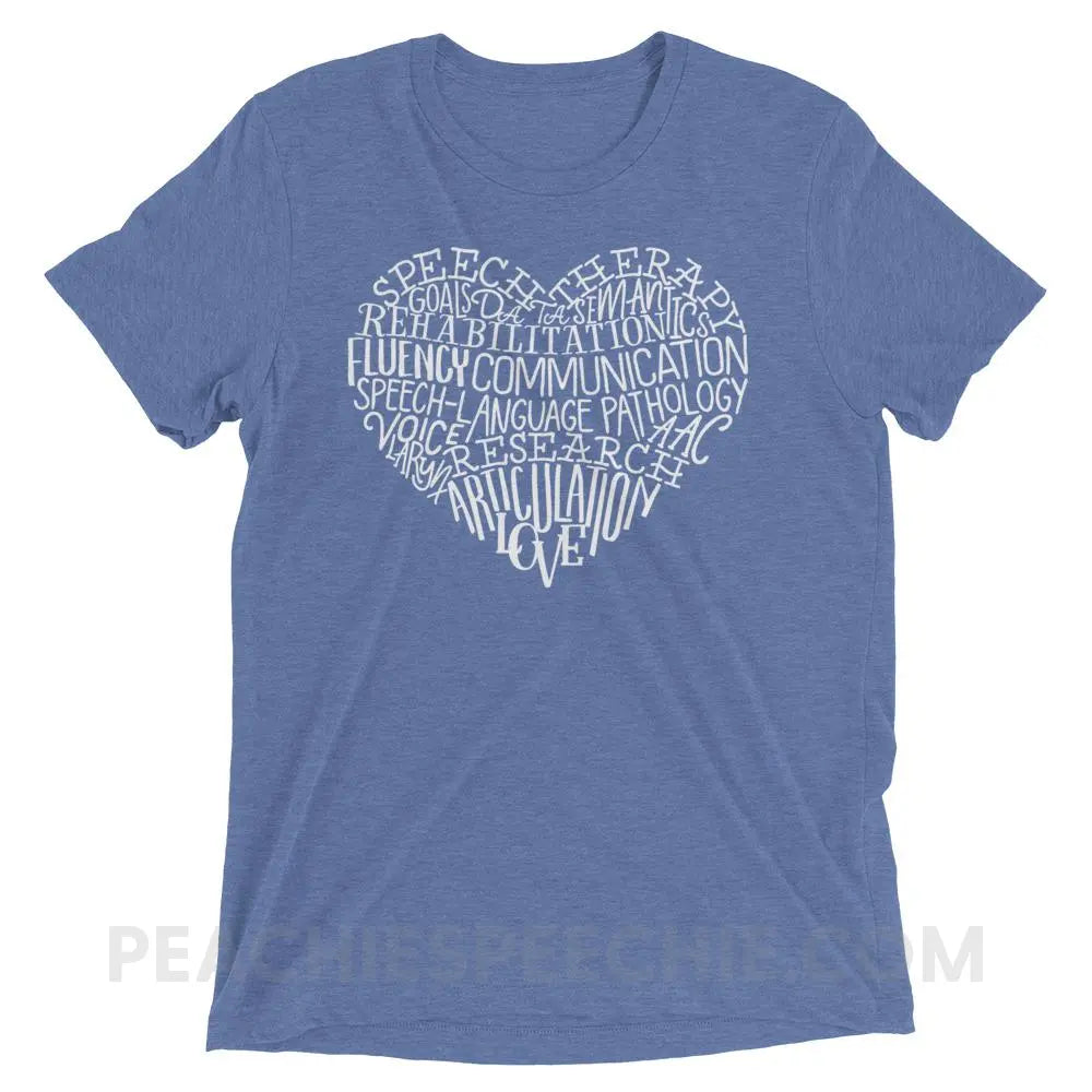 Speech Heart Tri - Blend Tee - Blue Triblend / XS - T - Shirts & Tops peachiespeechie.com