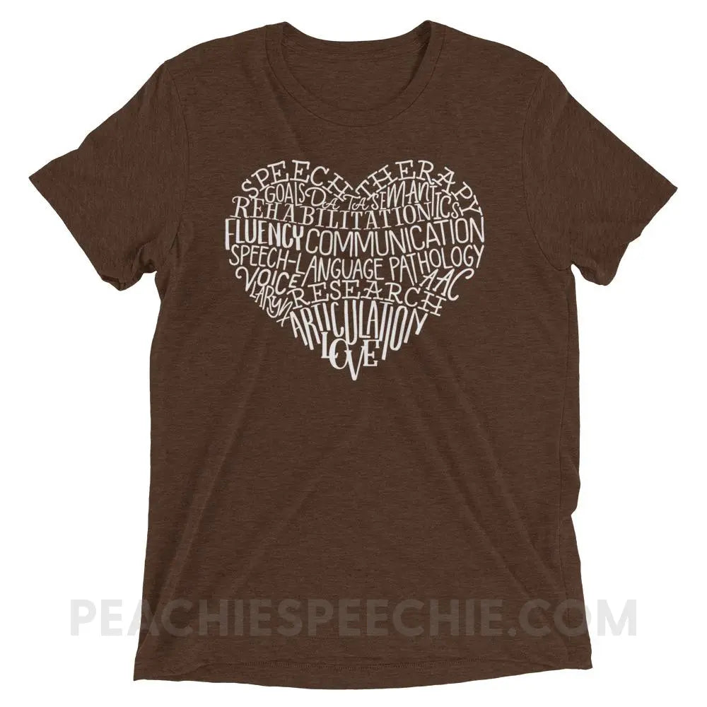 Speech Heart Tri - Blend Tee - Brown Triblend / XS - T - Shirts & Tops peachiespeechie.com
