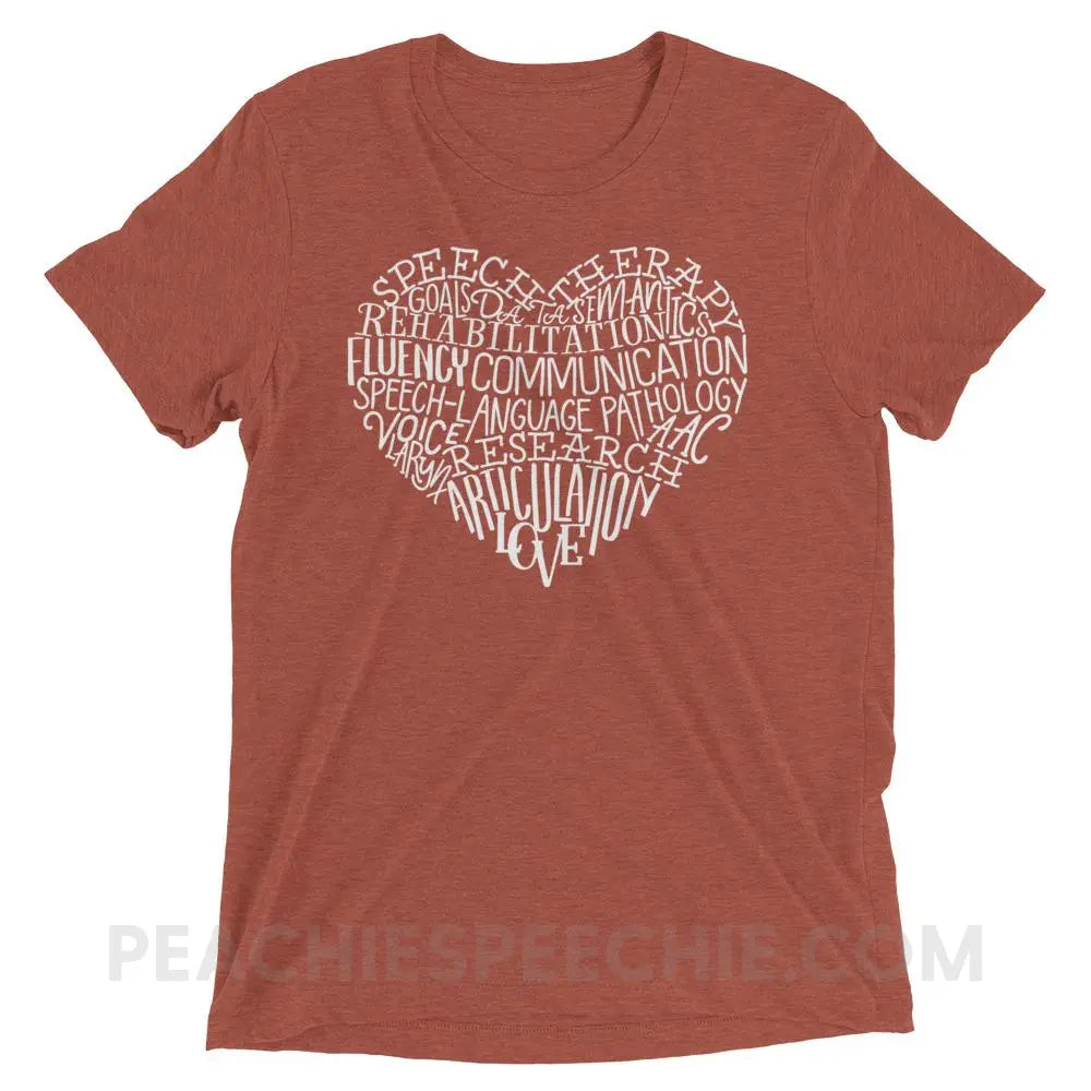 Speech Heart Tri-Blend Tee - Clay Triblend / XS - T-Shirts & Tops peachiespeechie.com