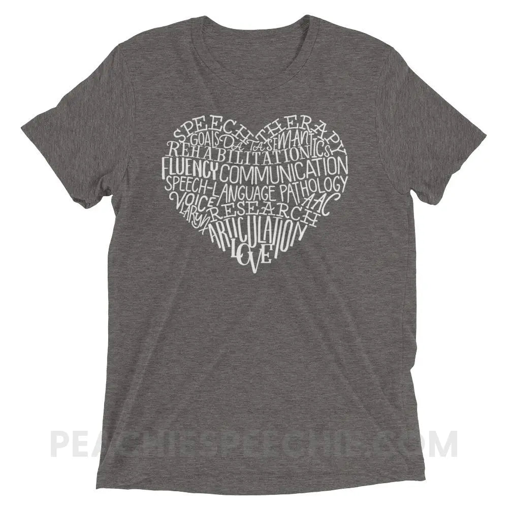 Speech Heart Tri - Blend Tee - Grey Triblend / XS - T - Shirts & Tops peachiespeechie.com