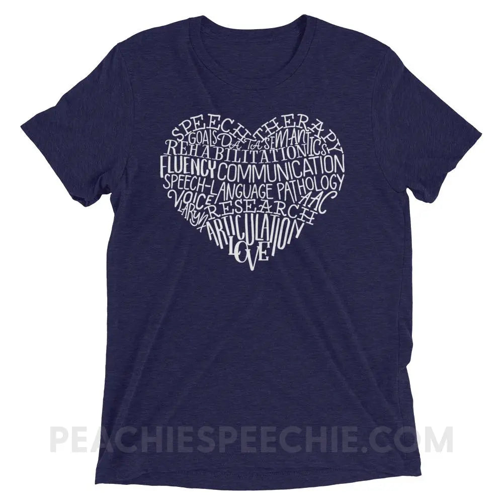 Speech Heart Tri - Blend Tee - Navy Triblend / XS - T - Shirts & Tops peachiespeechie.com