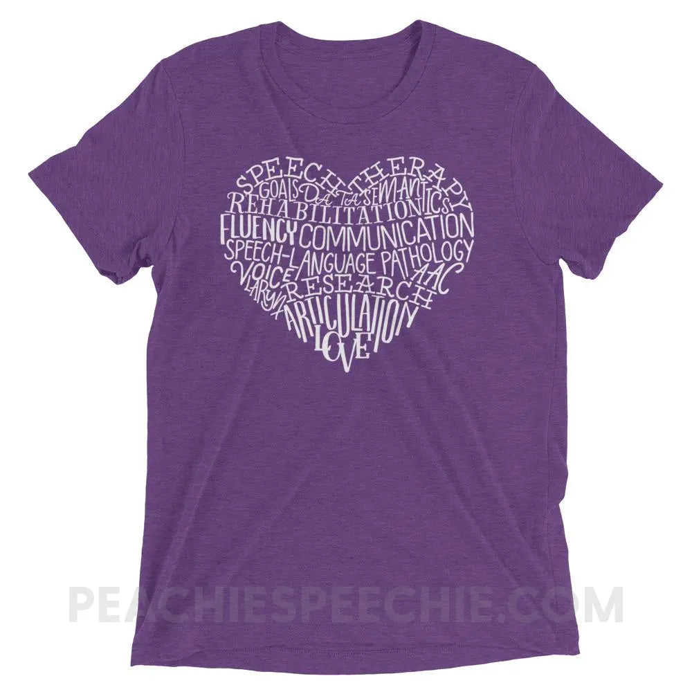 Speech Heart Tri - Blend Tee - Purple Triblend / XS - T - Shirts & Tops peachiespeechie.com