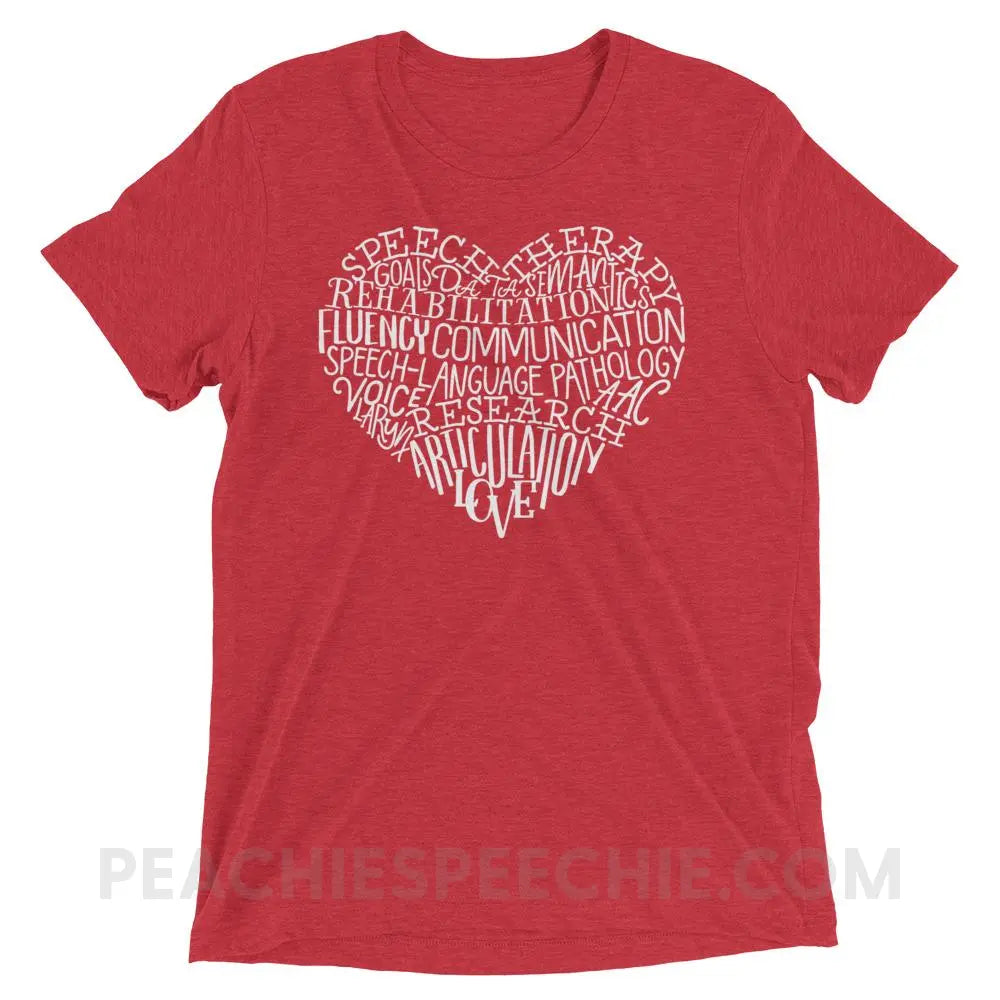 Speech Heart Tri - Blend Tee - Red Triblend / XS - T - Shirts & Tops peachiespeechie.com
