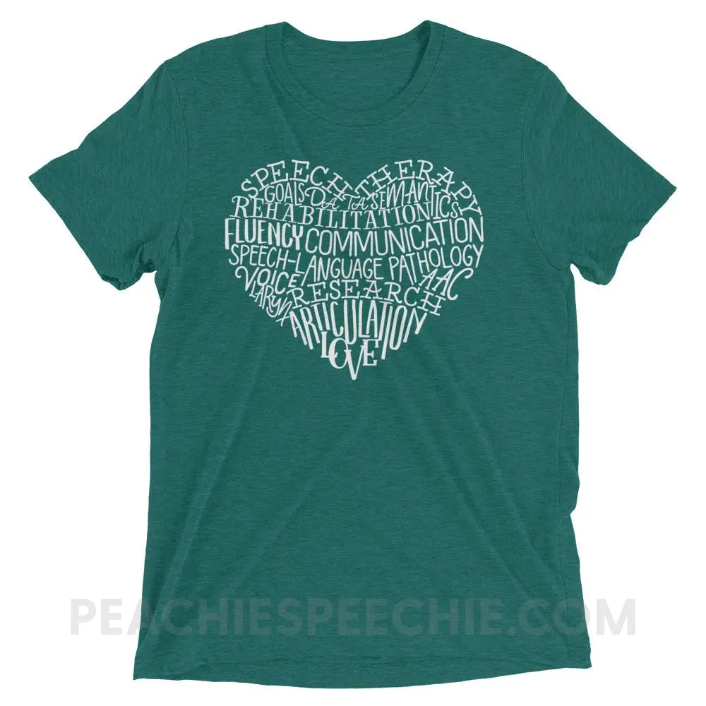 Speech Heart Tri - Blend Tee - Teal Triblend / XS - T - Shirts & Tops peachiespeechie.com