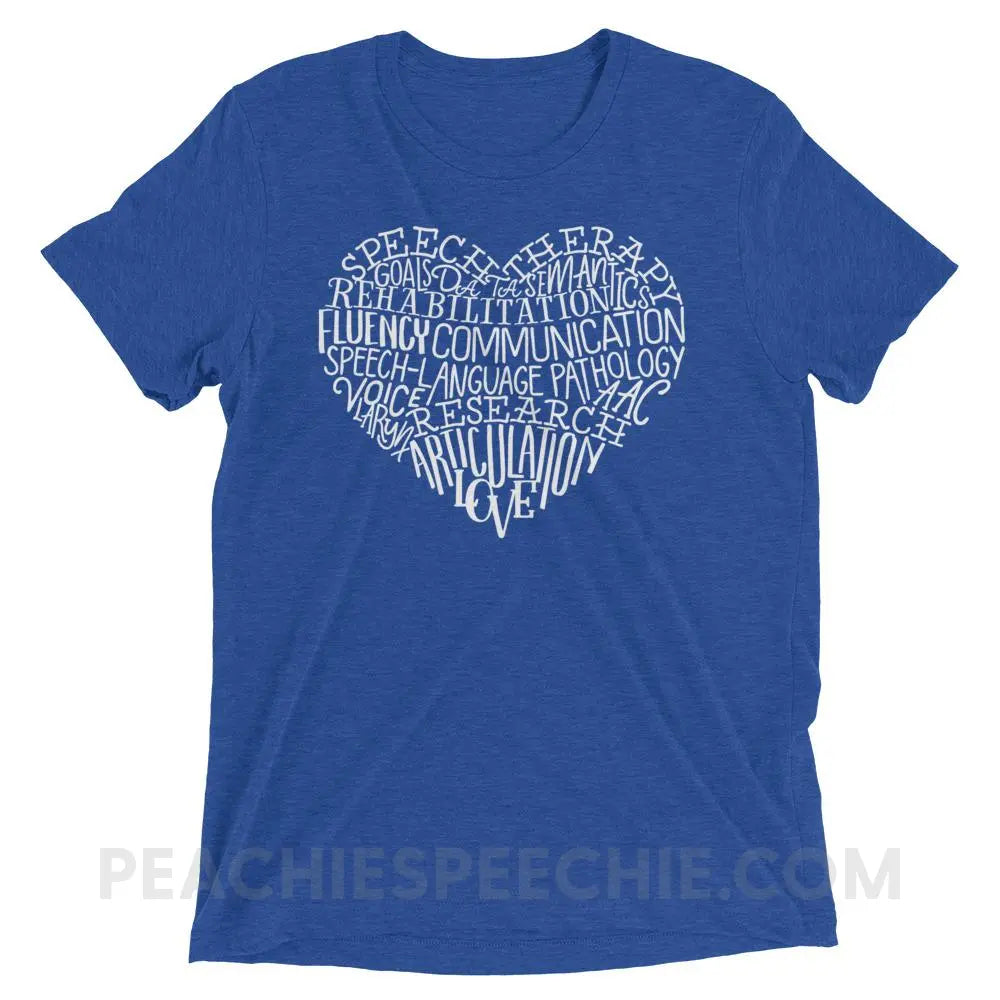 Speech Heart Tri - Blend Tee - True Royal Triblend / XS - T - Shirts & Tops peachiespeechie.com