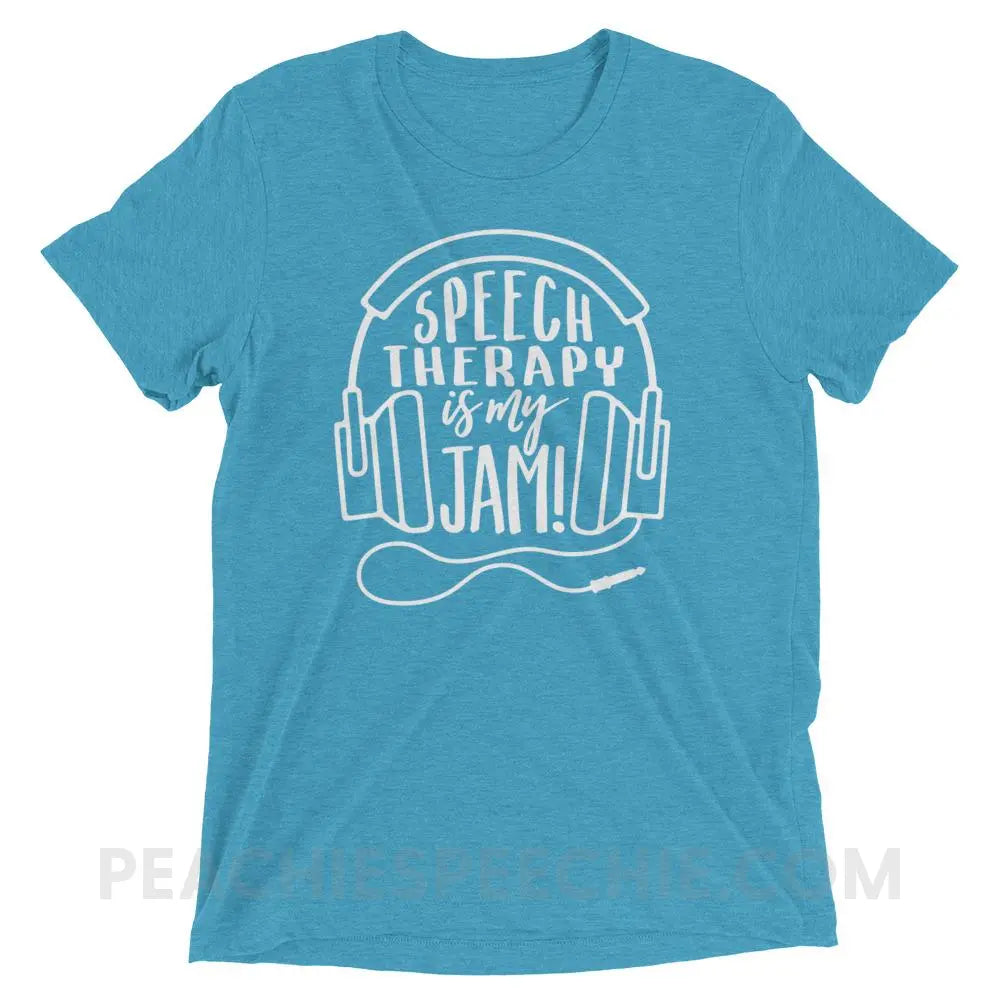 Speech Is My Jam Tri-Blend Tee - Aqua Triblend / XS - T-Shirts & Tops peachiespeechie.com