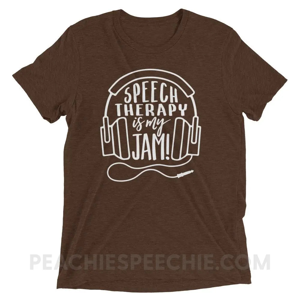 Speech Is My Jam Tri-Blend Tee - Brown Triblend / XS - T-Shirts & Tops peachiespeechie.com