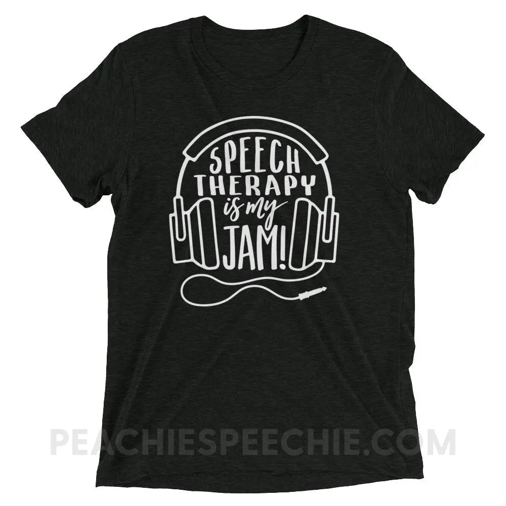 Speech Is My Jam Tri-Blend Tee - Charcoal-Black Triblend / XS - T-Shirts & Tops peachiespeechie.com