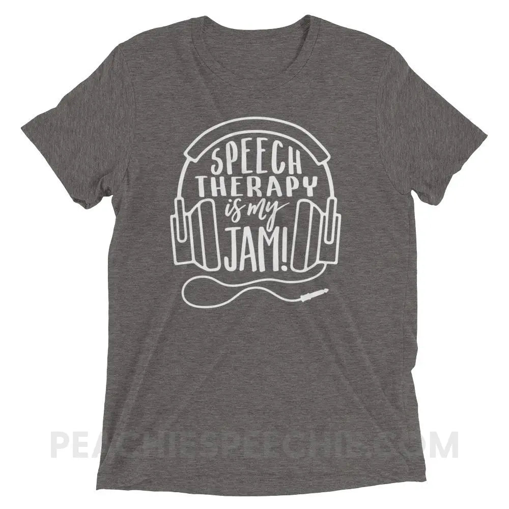 Speech Is My Jam Tri-Blend Tee - Grey Triblend / XS - T-Shirts & Tops peachiespeechie.com