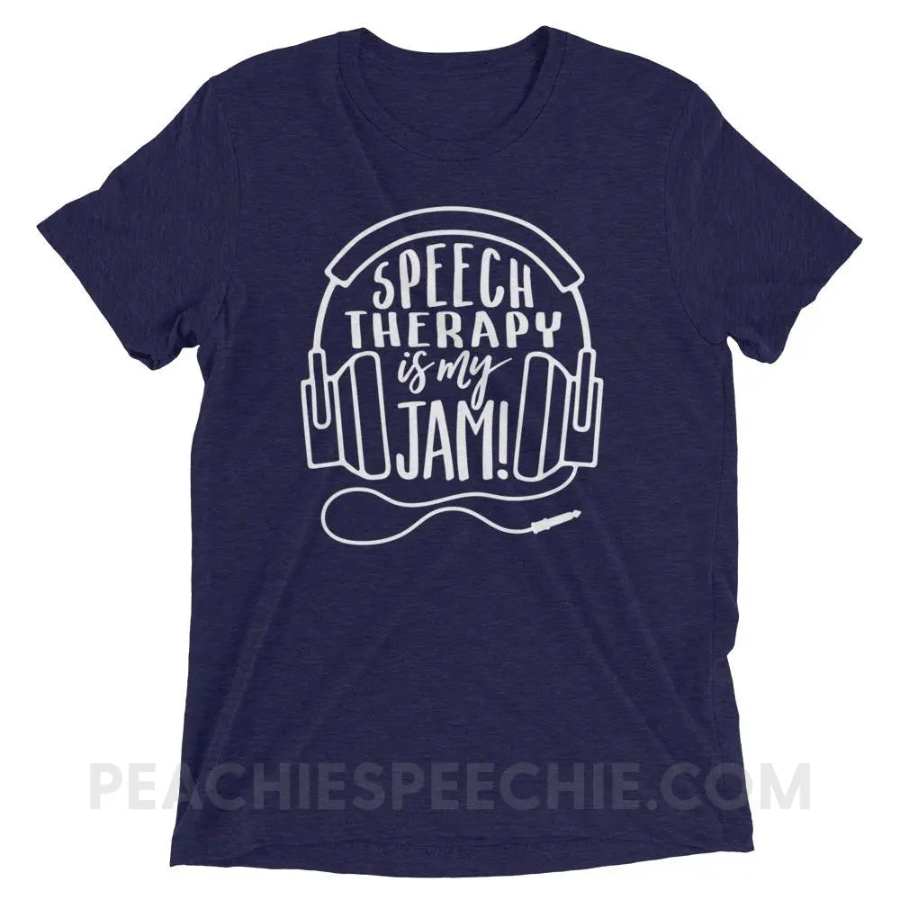 Speech Is My Jam Tri-Blend Tee - Navy Triblend / XS - T-Shirts & Tops peachiespeechie.com