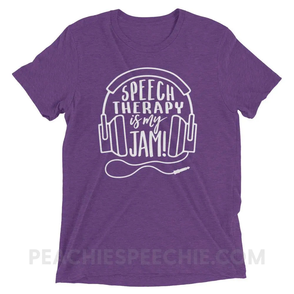 Speech Is My Jam Tri-Blend Tee - Purple Triblend / XS - T-Shirts & Tops peachiespeechie.com