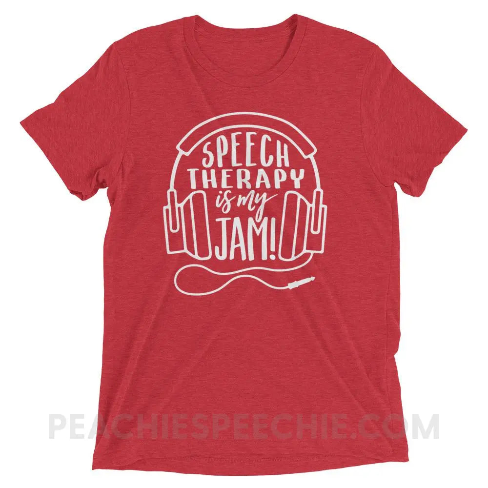 Speech Is My Jam Tri-Blend Tee - Red Triblend / XS - T-Shirts & Tops peachiespeechie.com