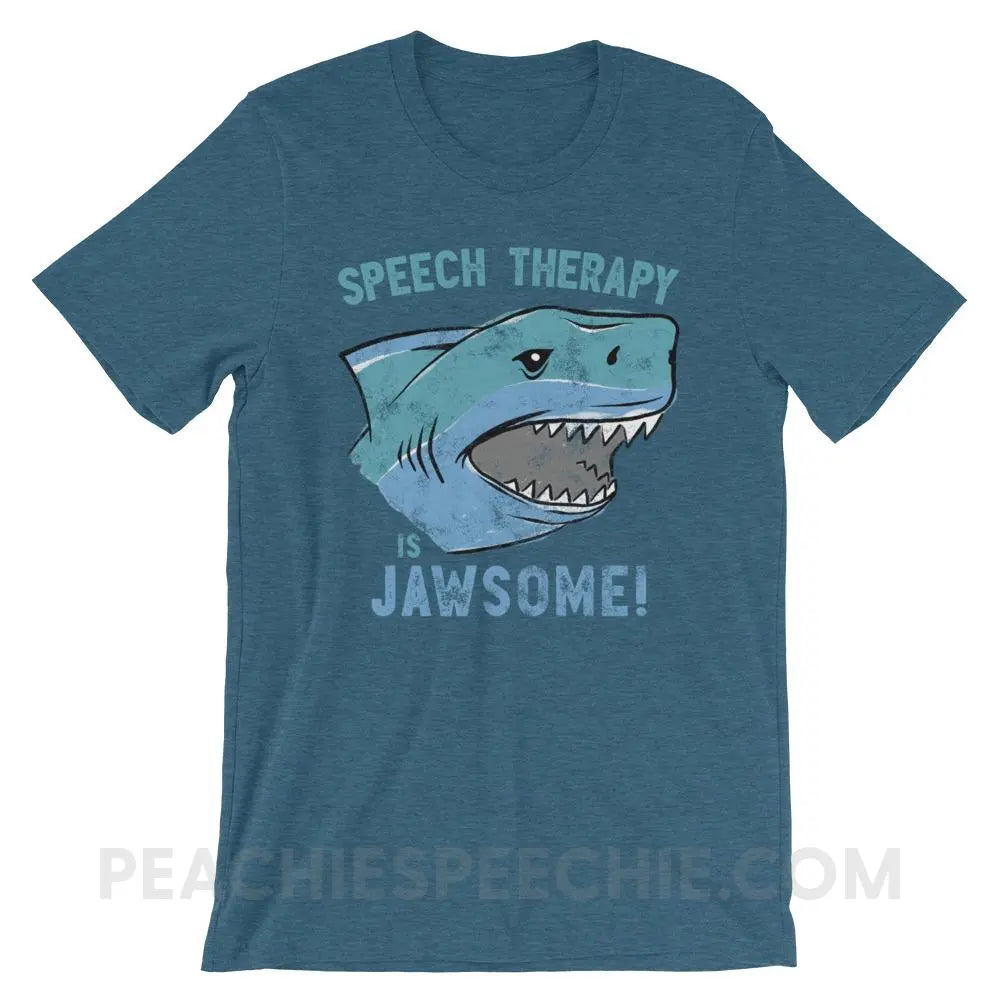 Speech Is Jawsome Premium Soft Tee - Heather Deep Teal / S - T-Shirts & Tops peachiespeechie.com