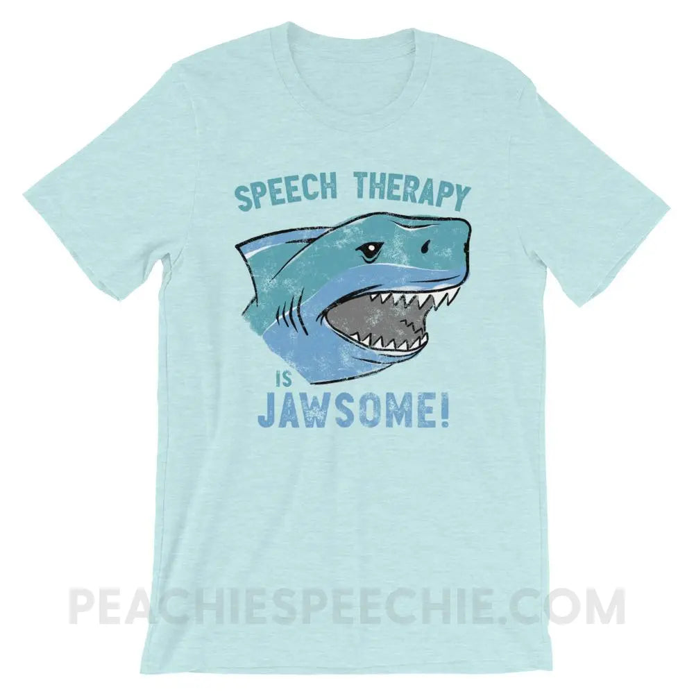 Speech Is Jawsome Premium Soft Tee - Heather Prism Ice Blue / XS - T-Shirts & Tops peachiespeechie.com