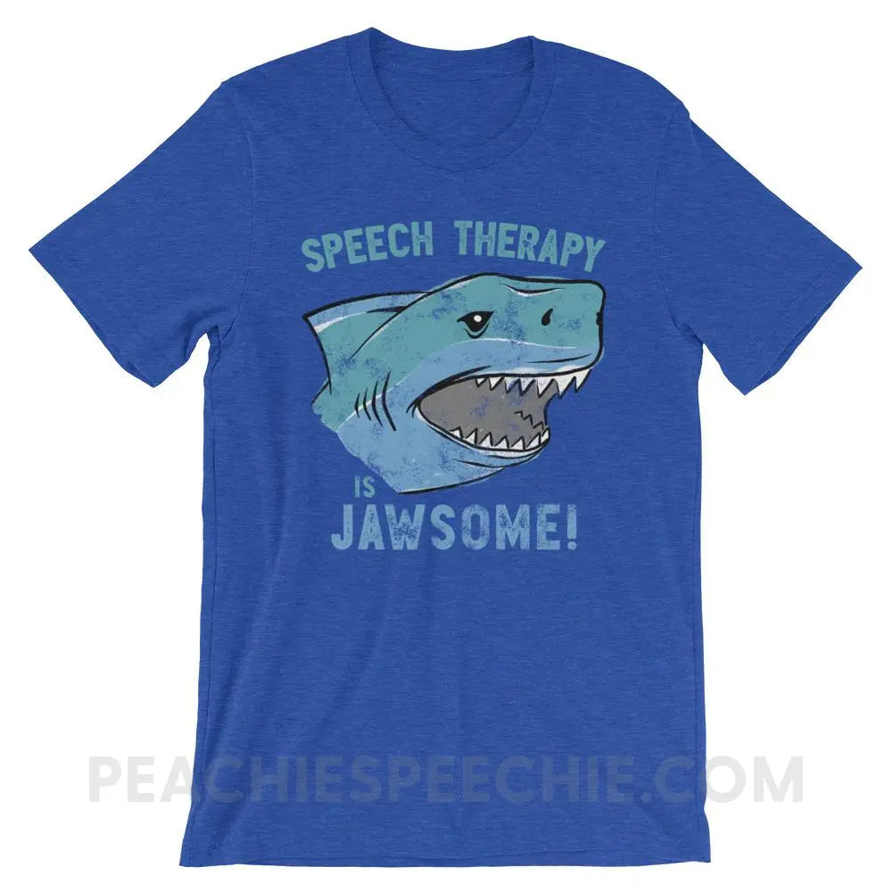 Speech Is Jawsome Premium Soft Tee - Heather True Royal / S - T-Shirts & Tops peachiespeechie.com