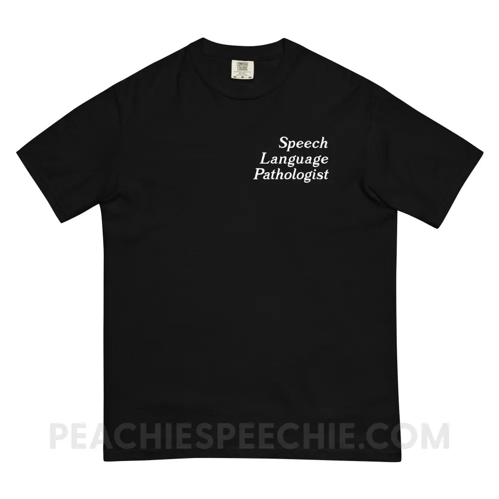 Speech Language Fluency Voice Flowers Comfort Colors Tee - Black / S - peachiespeechie.com