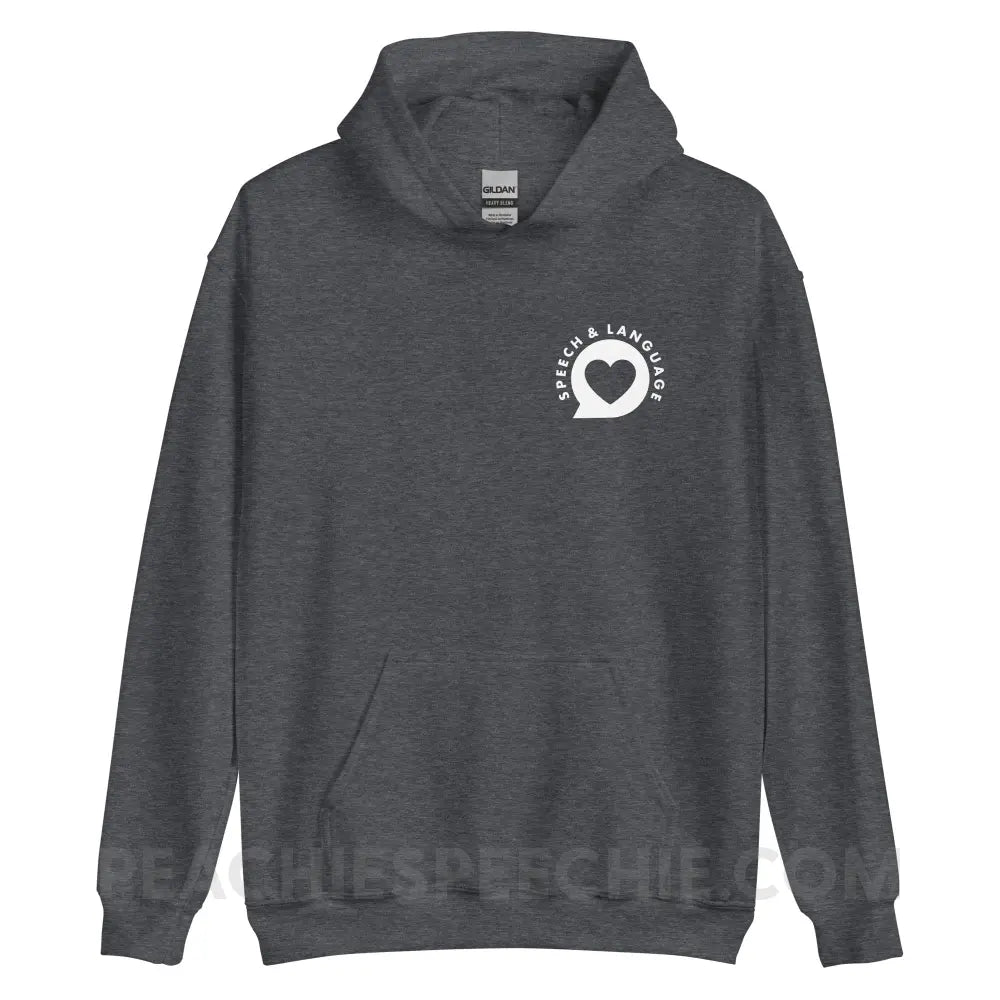 Speech & Language Heart Bubble Classic Hoodie - Dark Heather / S - peachiespeechie.com