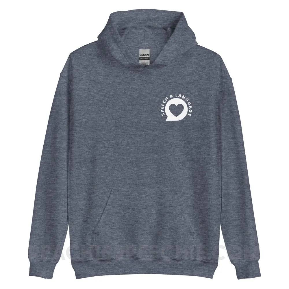 Speech & Language Heart Bubble Classic Hoodie - Heather Sport Dark Navy / S - peachiespeechie.com