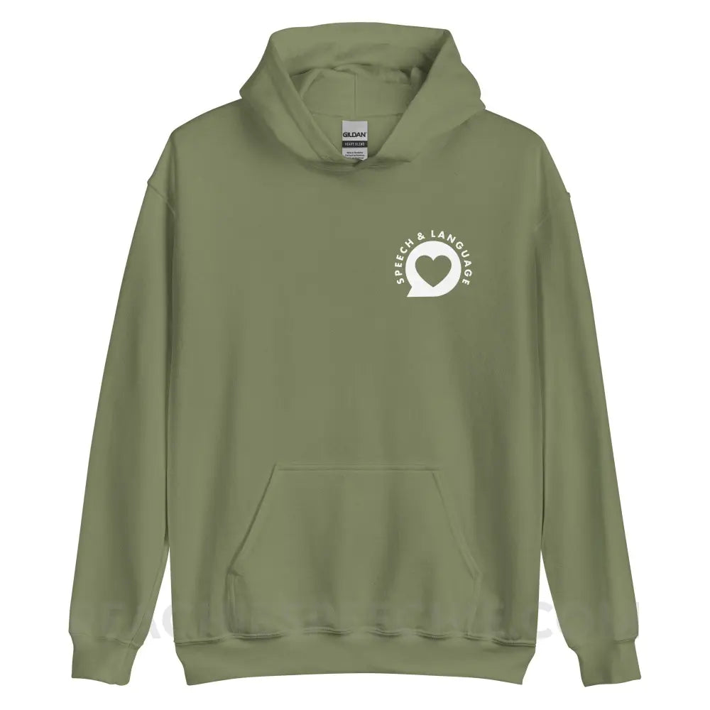 Speech & Language Heart Bubble Classic Hoodie - Military Green / S - peachiespeechie.com
