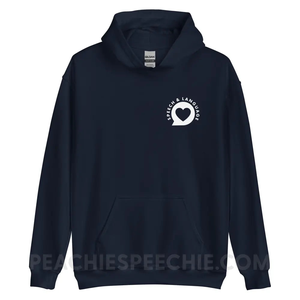 Speech & Language Heart Bubble Classic Hoodie - Navy / S - peachiespeechie.com