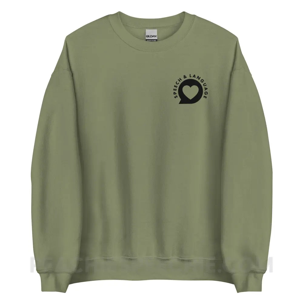 Speech & Language Heart Bubble Classic Sweatshirt - Military Green / S - peachiespeechie.com