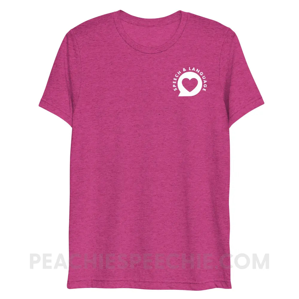 Speech & Language Heart Bubble Tri-Blend Tee - Berry Triblend / XS - peachiespeechie.com