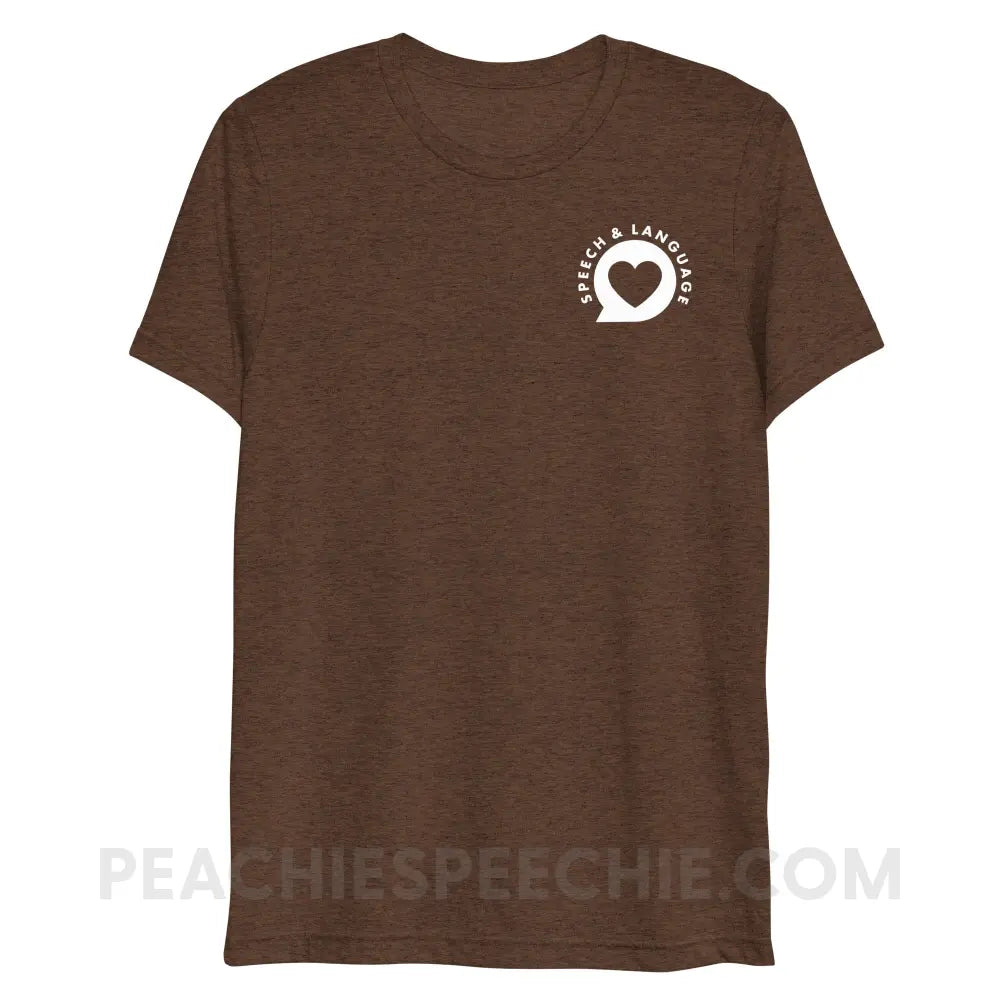 Speech & Language Heart Bubble Tri-Blend Tee - Brown Triblend / XS - peachiespeechie.com