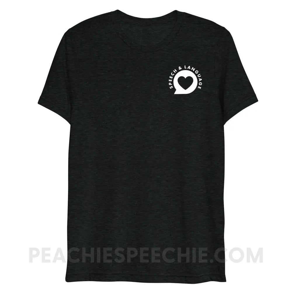 Speech & Language Heart Bubble Tri-Blend Tee - Charcoal-Black Triblend / XS - peachiespeechie.com
