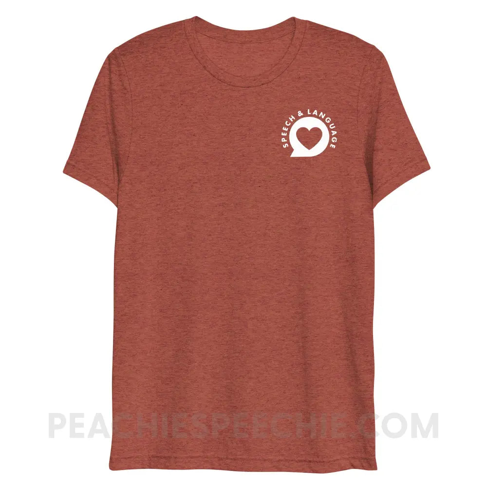 Speech & Language Heart Bubble Tri-Blend Tee - Clay Triblend / XS - peachiespeechie.com