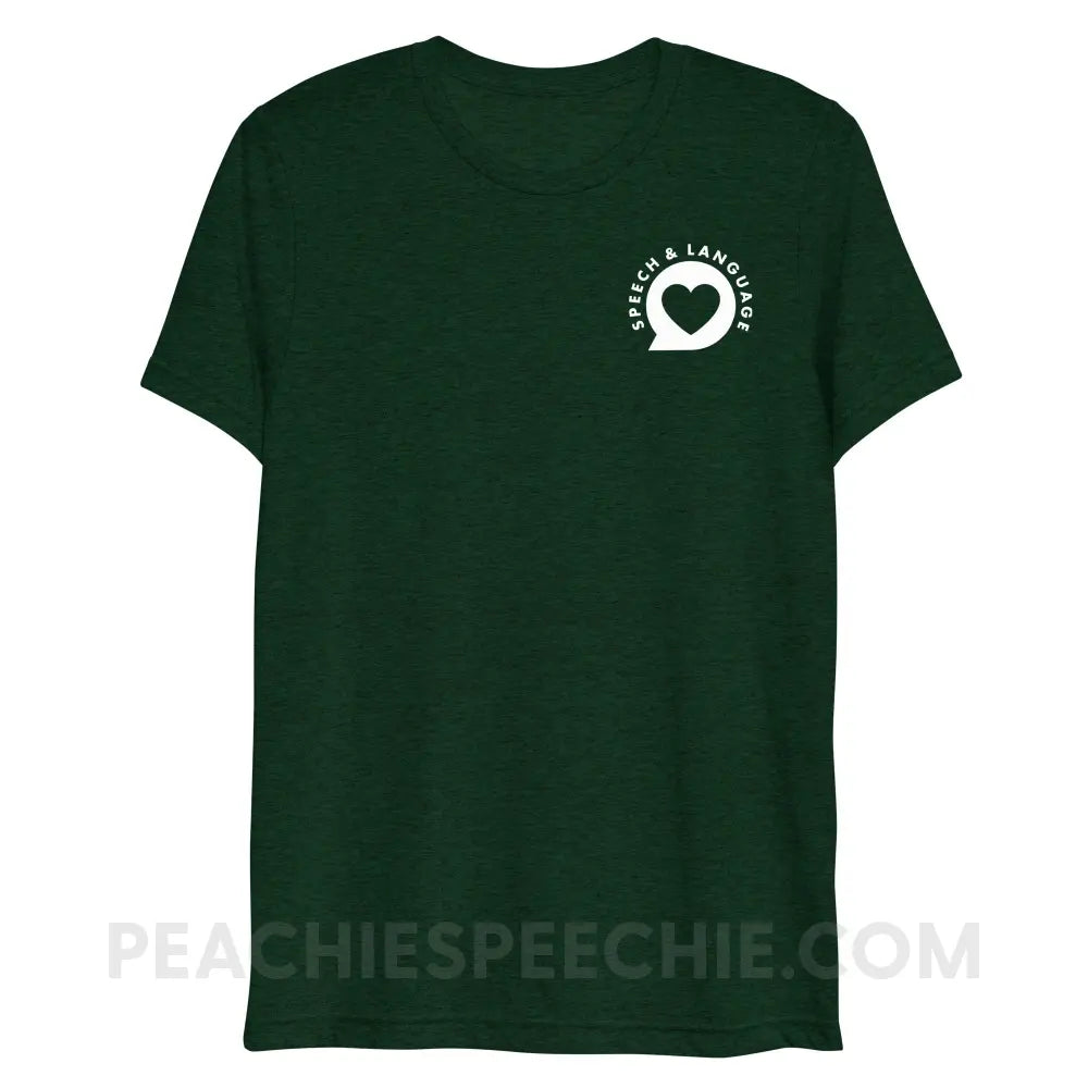 Speech & Language Heart Bubble Tri-Blend Tee - Emerald Triblend / XS - peachiespeechie.com