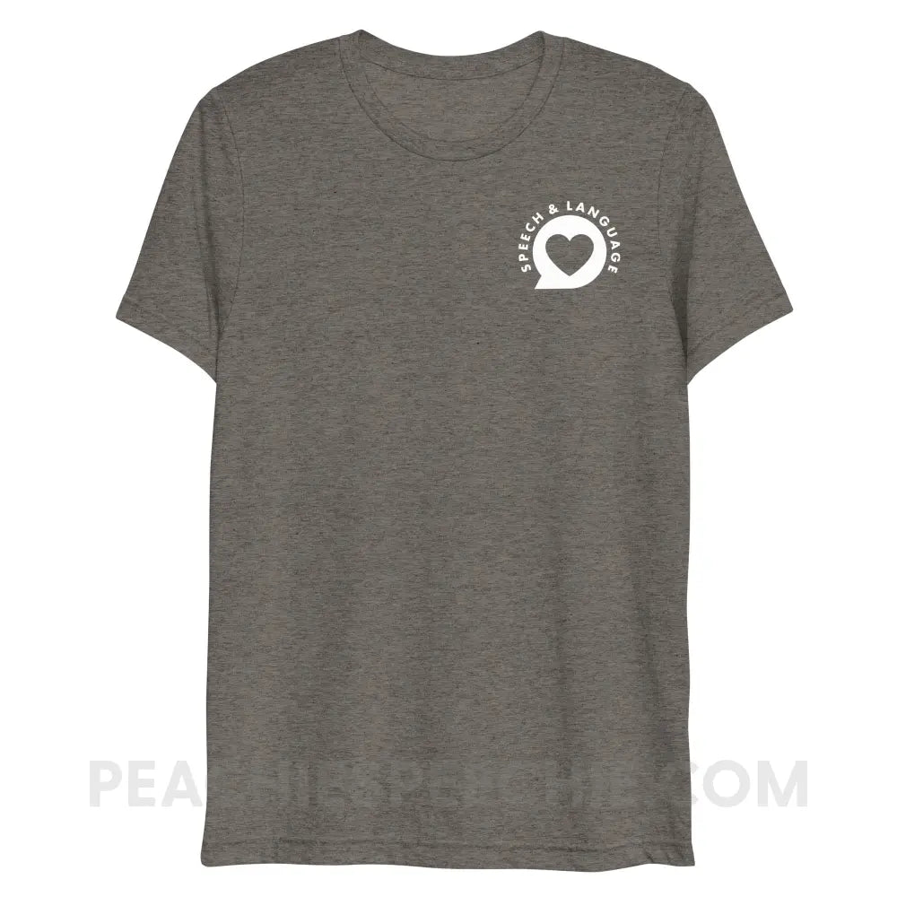Speech & Language Heart Bubble Tri-Blend Tee - Grey Triblend / XS - peachiespeechie.com