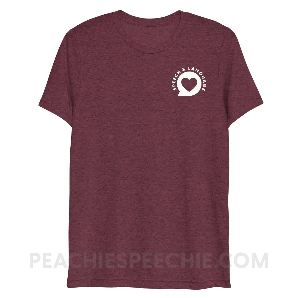 Speech & Language Heart Bubble Tri-Blend Tee - Maroon Triblend / XS - peachiespeechie.com