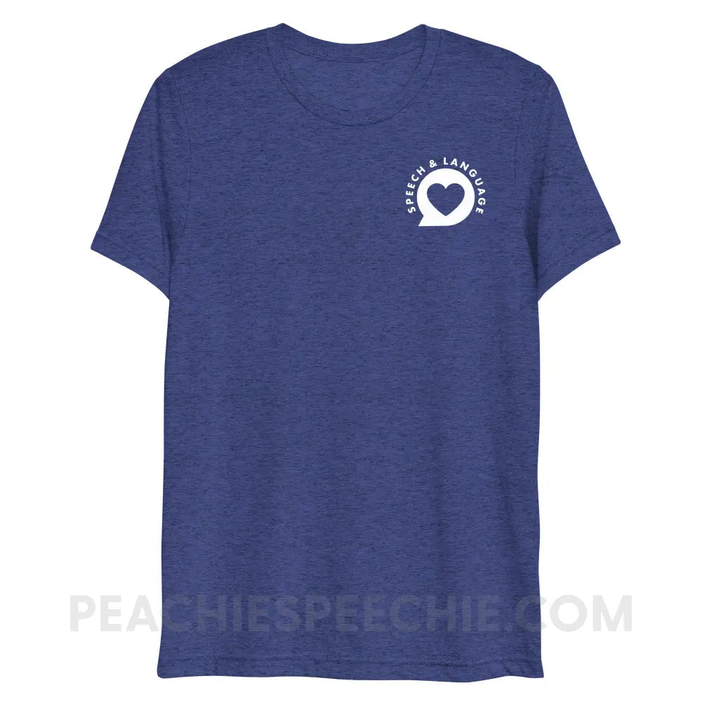 Speech & Language Heart Bubble Tri-Blend Tee - Navy Triblend / XS - peachiespeechie.com