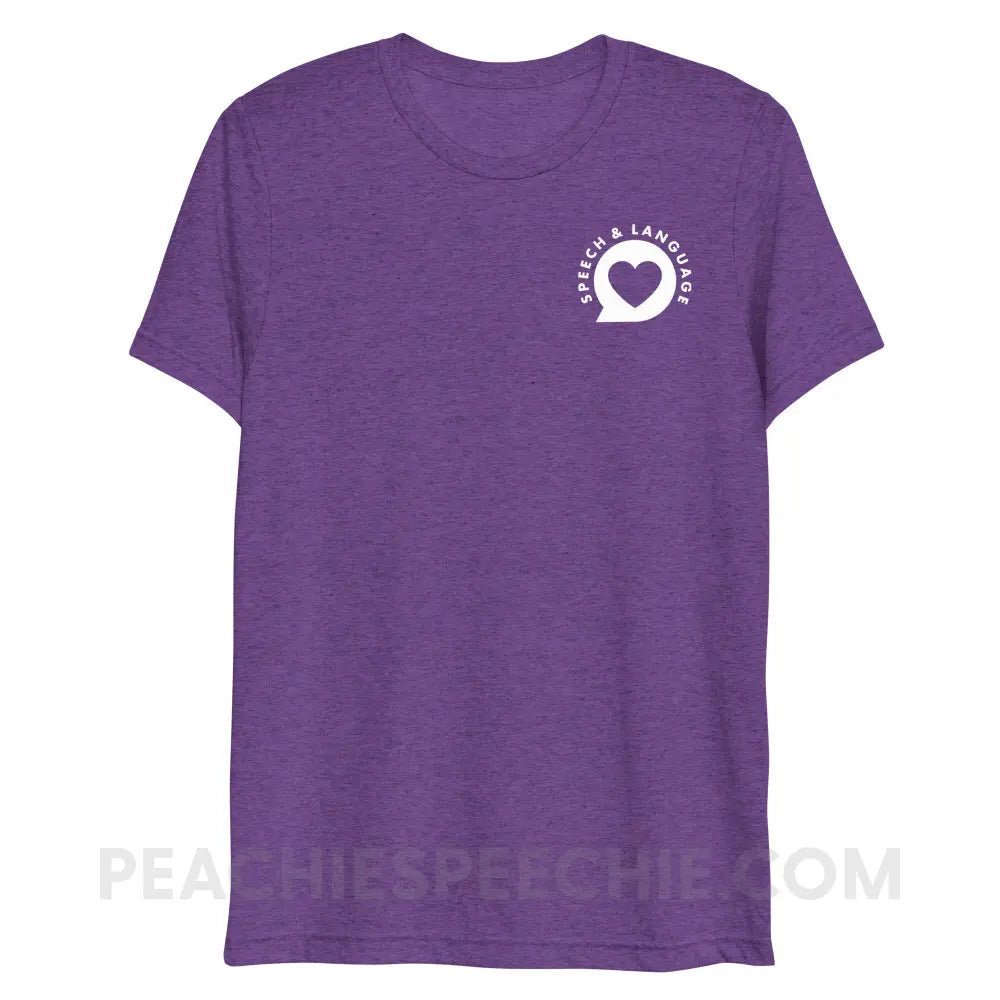 Speech & Language Heart Bubble Tri-Blend Tee - Purple Triblend / XS - peachiespeechie.com