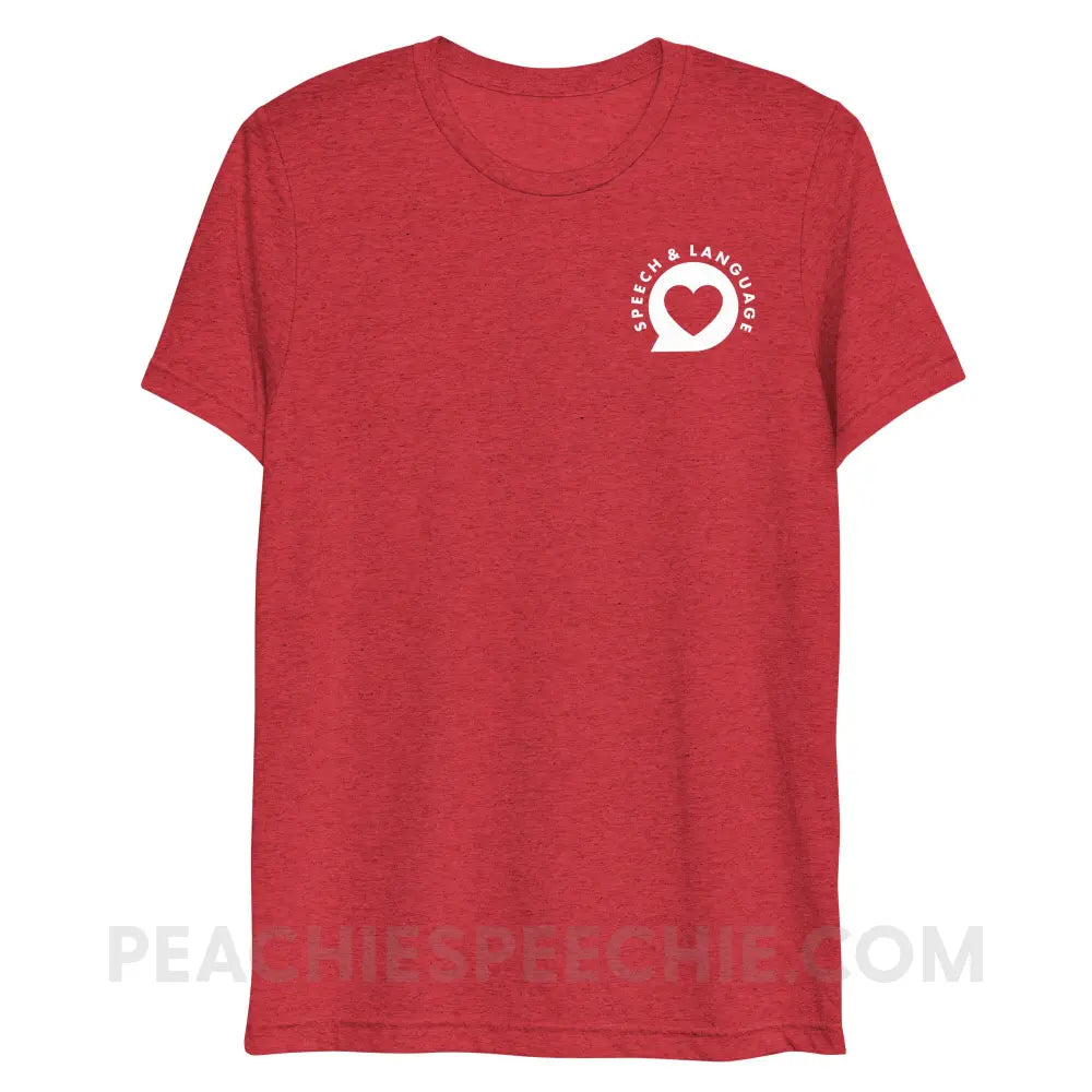 Speech & Language Heart Bubble Tri-Blend Tee - Red Triblend / XS - peachiespeechie.com