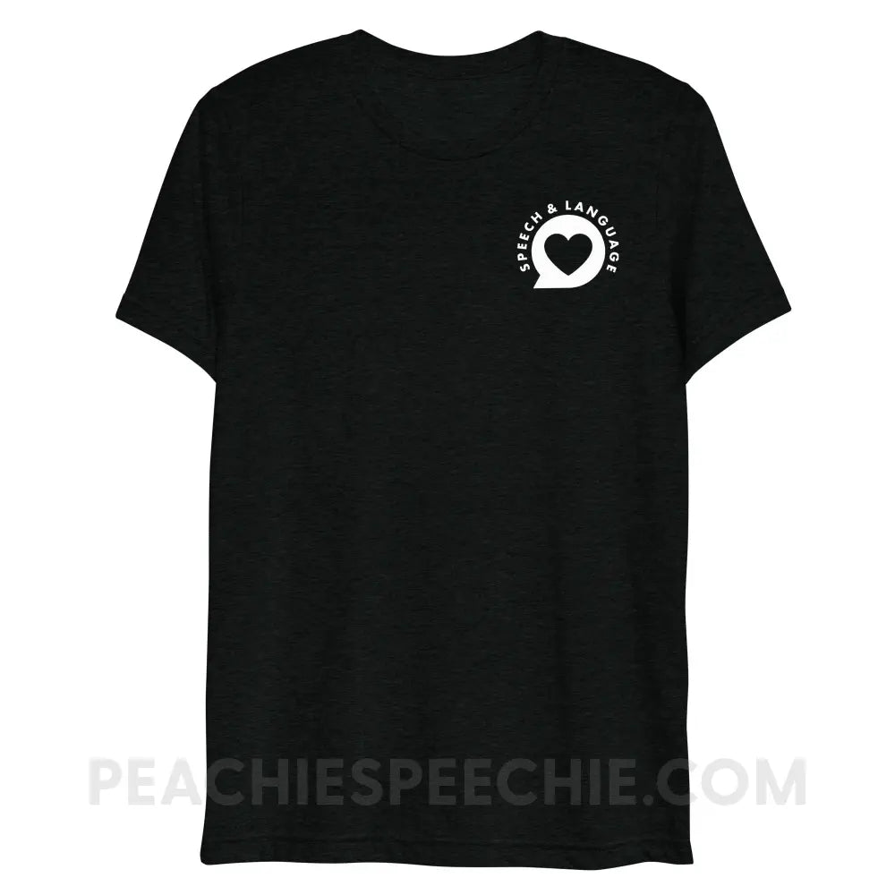 Speech & Language Heart Bubble Tri-Blend Tee - Solid Black Triblend / XS - peachiespeechie.com