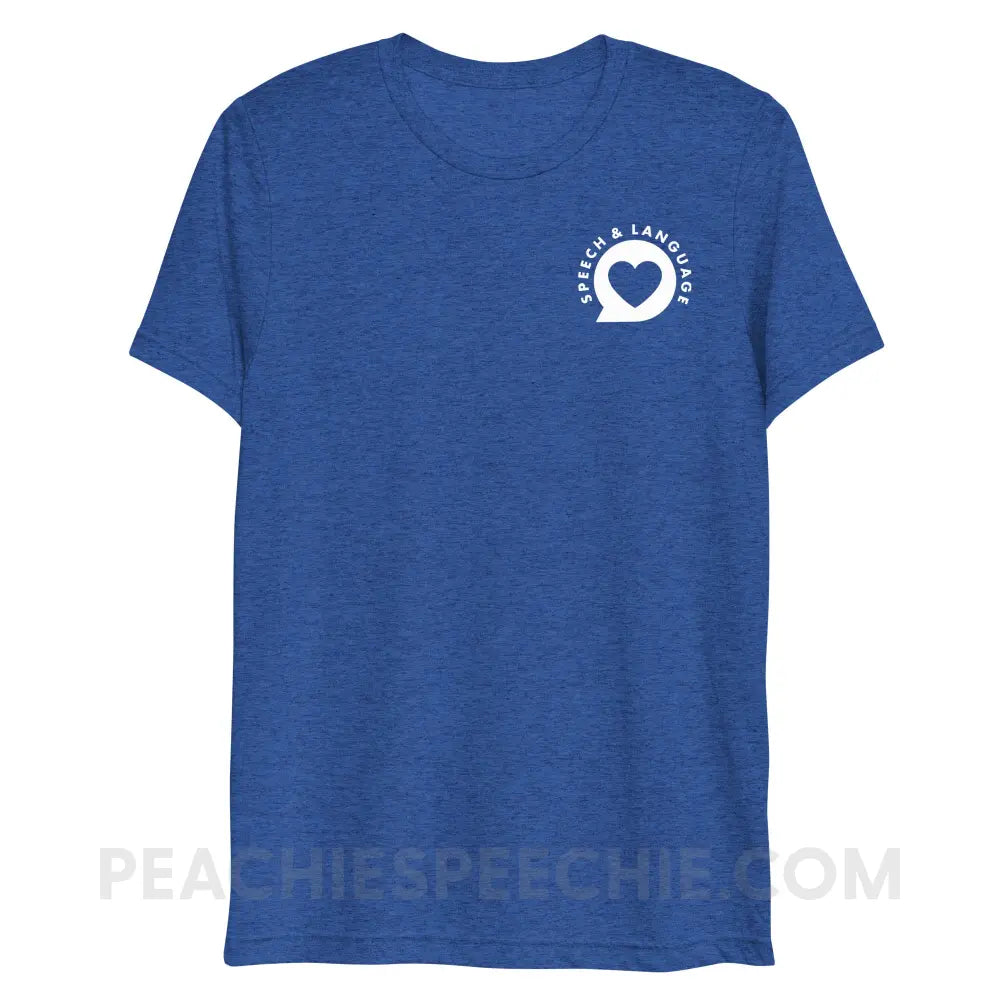 Speech & Language Heart Bubble Tri-Blend Tee - True Royal Triblend / XS - peachiespeechie.com