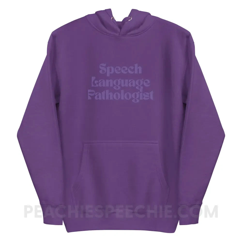 Speech Language Pathologist Embroidered Fave Hoodie - Purple / S - peachiespeechie.com