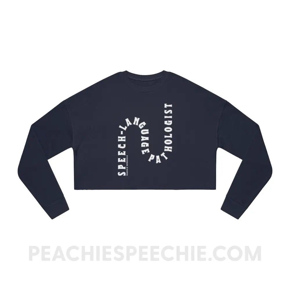 Speech-Language Pathologist Rollercoaster Soft Crop Sweatshirt - Navy / S - peachiespeechie.com