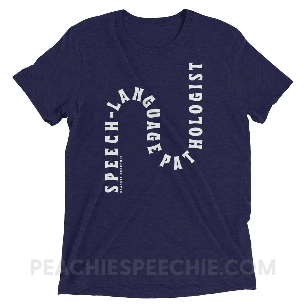 Speech-Language Pathologist Rollercoaster Tri-Blend Tee - Navy Triblend / XS - peachiespeechie.com