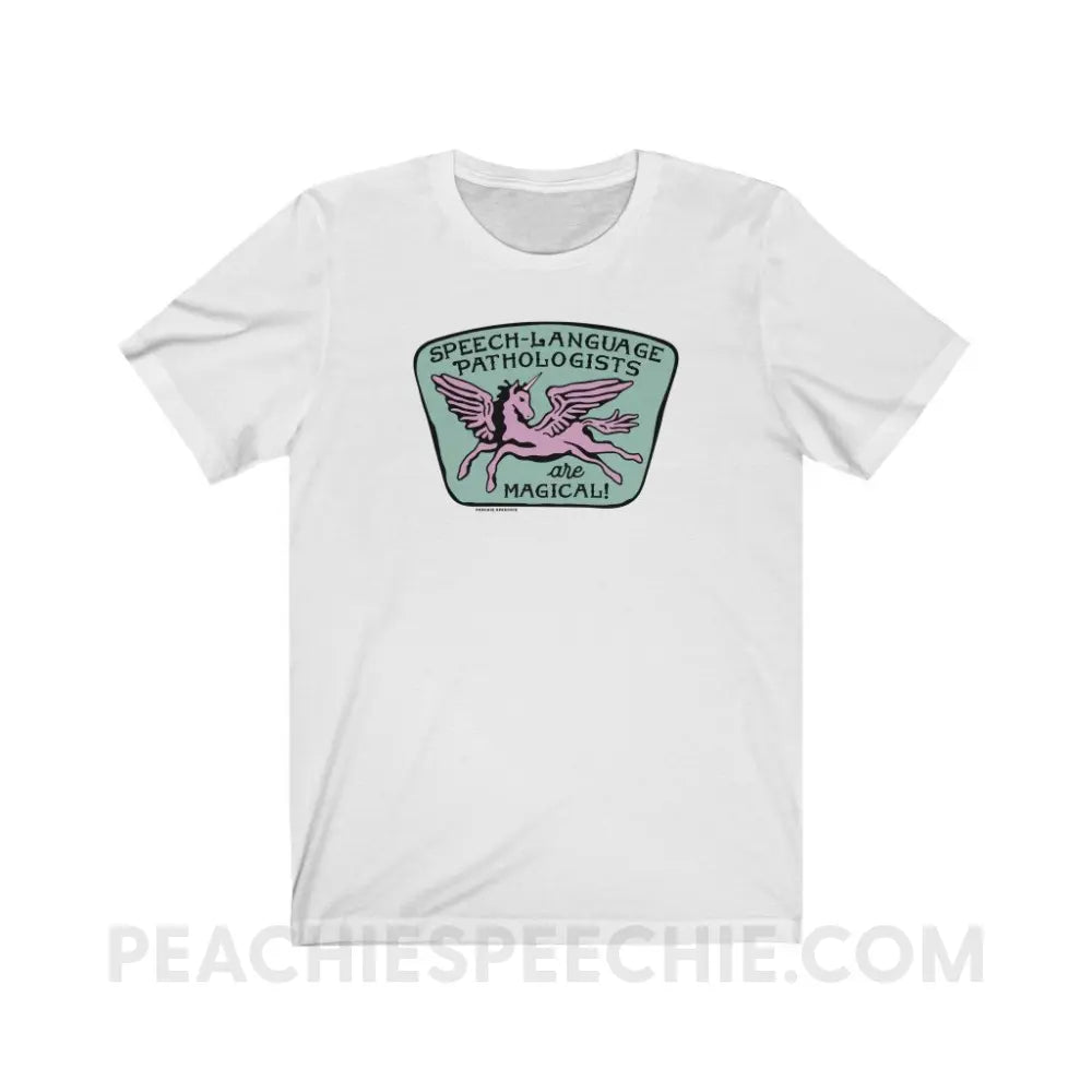 Speech-Language Pathologists Are Magical Premium Soft Tee - White / S - T-Shirt peachiespeechie.com