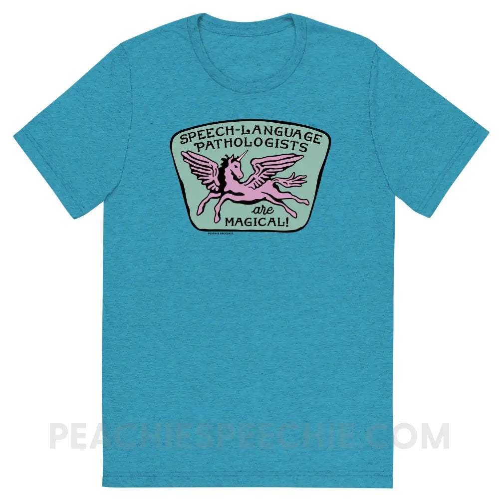 Speech-Language Pathologists Are Magical Tri-Blend Tee - Aqua Triblend / S - peachiespeechie.com