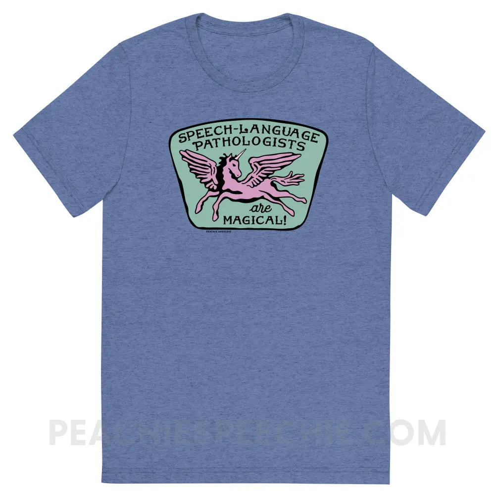 Speech-Language Pathologists Are Magical Tri-Blend Tee - Blue Triblend / S - peachiespeechie.com
