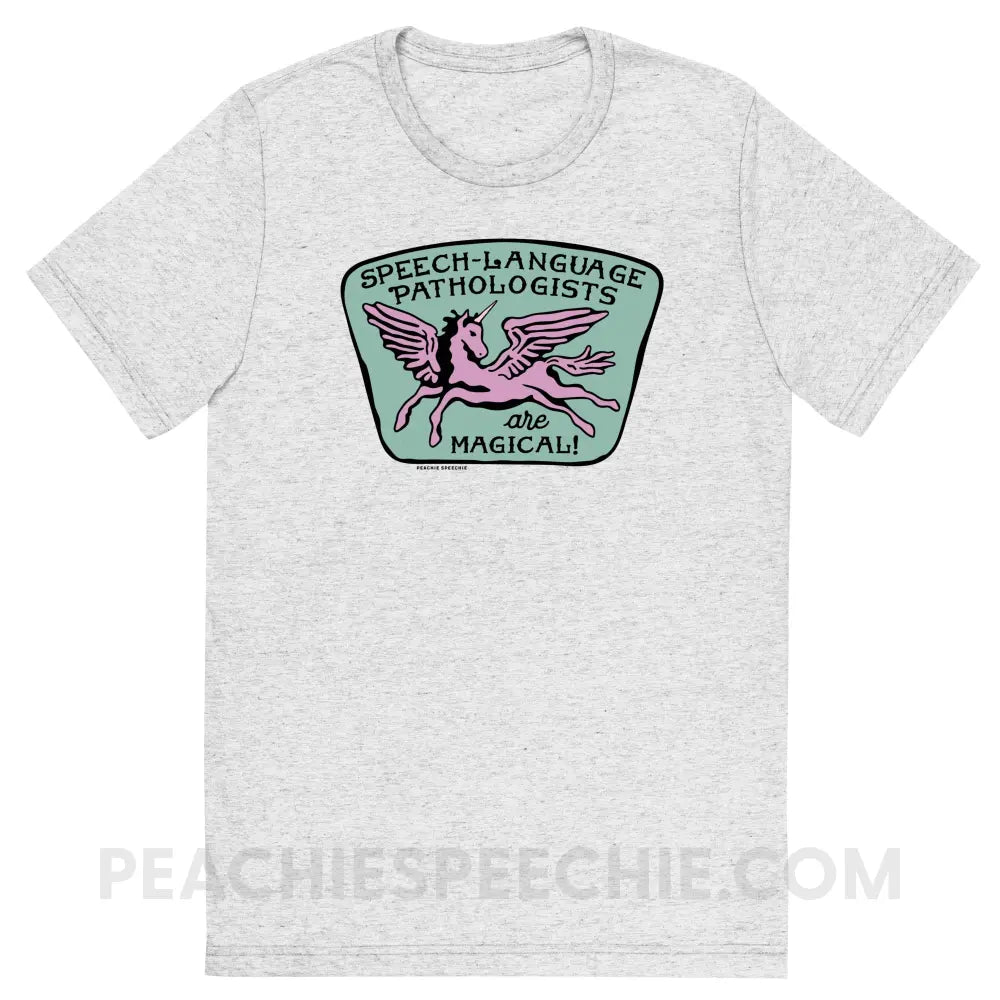 Speech-Language Pathologists Are Magical Tri-Blend Tee - White Fleck Triblend / S - peachiespeechie.com