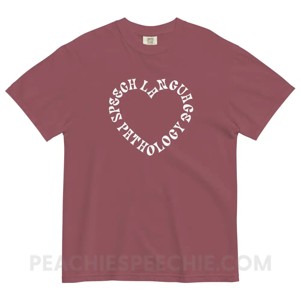 Speech Language Pathology Heart Comfort Colors Tee - Brick / S - peachiespeechie.com
