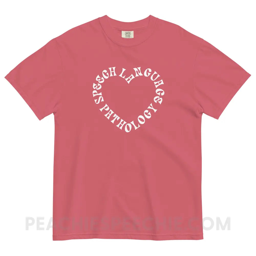 Speech Language Pathology Heart Comfort Colors Tee - Watermelon / S - peachiespeechie.com